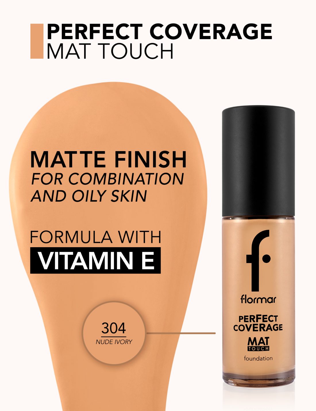 کرم پودر مات فاقد چربی و ضد حساسیت فلورمار مدل مت تاچ | Flormar Mat Touch Foundation — 5