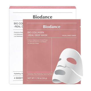 پک ۴ عددی ماسک ورقه‌ای کلاژن بایودنس مدل صورتی Bio Collagen — 4
