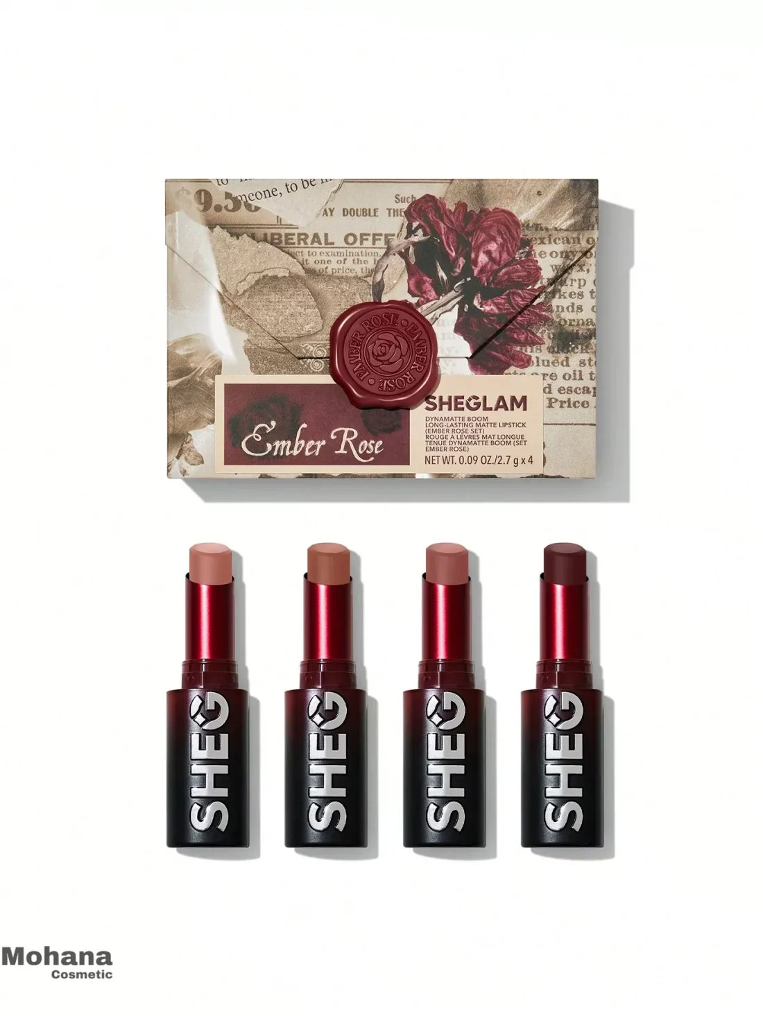 پک رژ لب جامد ۴ عددی امبر رز شیگلم SHEGLAM Ember Rose Lipstick