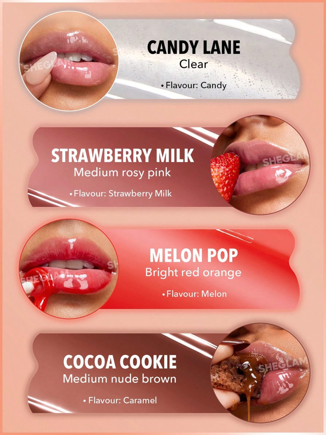 پک لیپ گلاس آبرسان شیگلم کریستال گلیز  SHEGLAM Crystal Glaze Moisturizing Lip Care — 4
