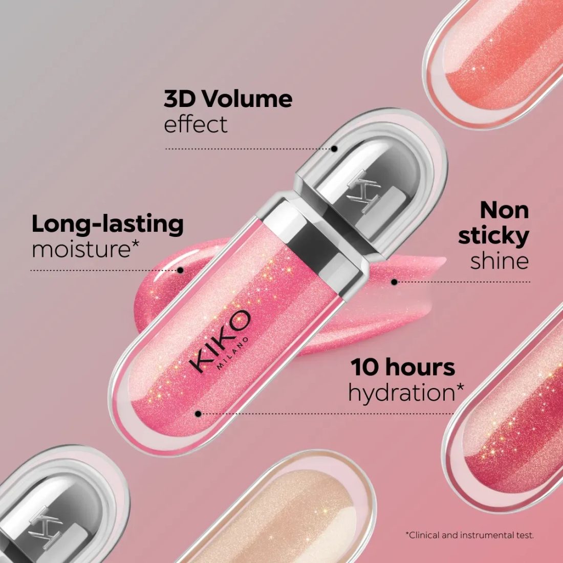 لیپ گلاس حجم‌دهنده و براق کیکو میلانو مدل 3D هایدرا | Kiko 3D Hydra Lipgloss — 7